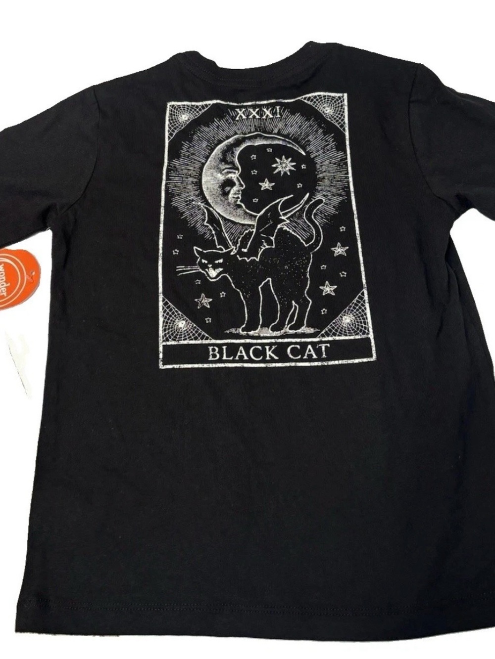 Wonder Nation Kids Black Cat Graphic Tarot Card T-Shirt Black Short Sleeve S 6/7